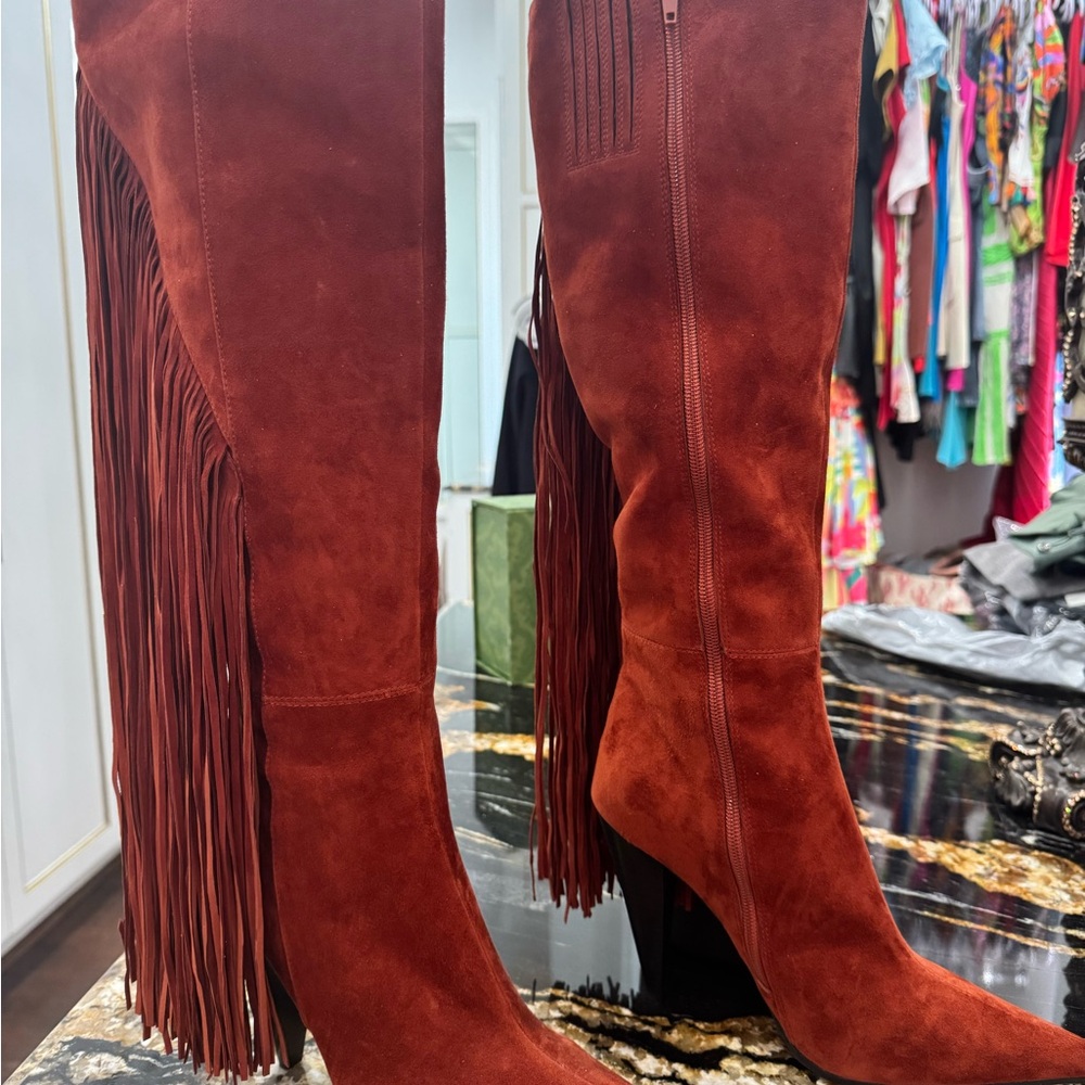 Jeffery Campbell tall fringe boots